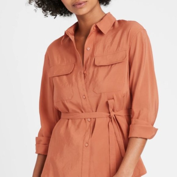 Banana Republic Belted Utility High-Low Shirt